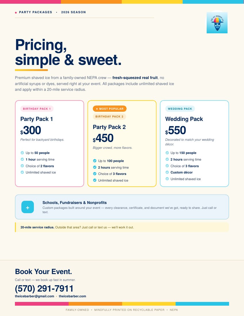 Pricing card preview